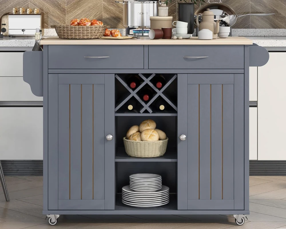 movable kitchen island with seating and storage