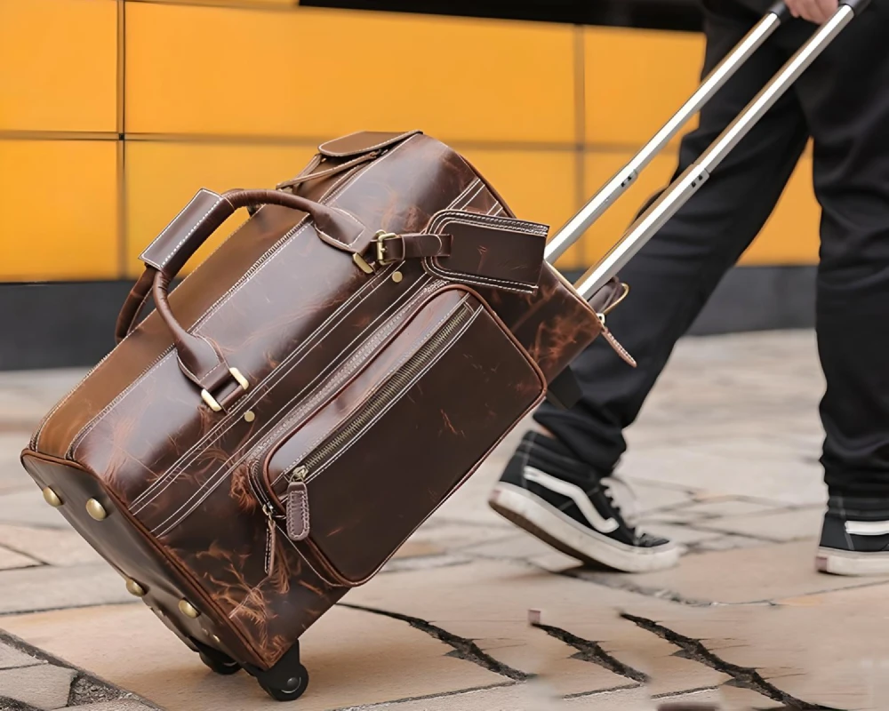 leather wheeled luggage