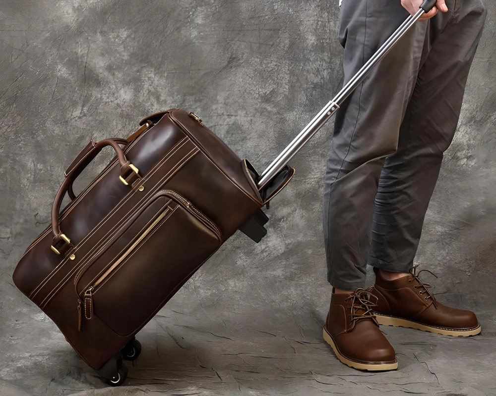 leather wheeled luggage