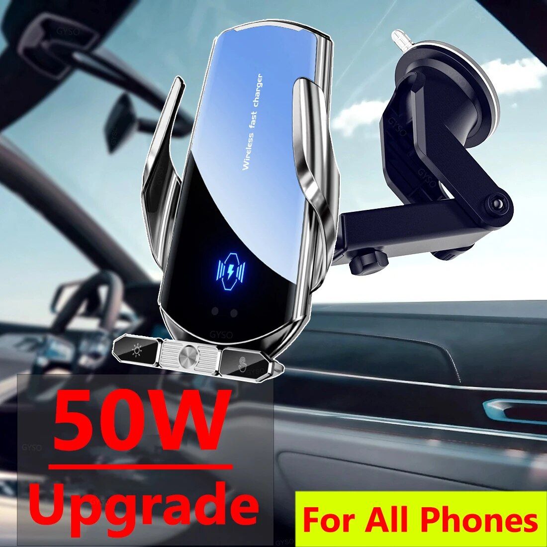 50W Wireless Car Charger Fast Charging Phone Mount iPhone Samsung 50W wireless car charger with air vent mount for fast charging iPhone and Samsung